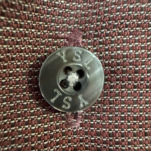 YSL Yves Saint Laurent Long Sleeve Button Up Men’s Dress Shirt Large Burgundy - Picture 2 of 7